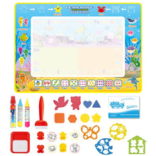 Load image into Gallery viewer, Coolplay 100x100cm Magic Water Drawing Mat Doodle Mat &amp; 4 Drawing Pens &amp; 1 Stamps Set Painting Board Educational Toys for Kids