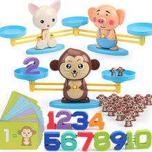 Load image into Gallery viewer, Math Match Game Board Toys Monkey Cat Match Balancing Scale Number Balance Game Kids Educational Toy to Learn add and subtract