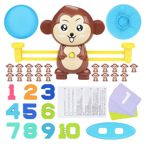 Math Match Game Board Toys Monkey Cat Match Balancing Scale Number Balance Game Kids Educational Toy to Learn add and subtract