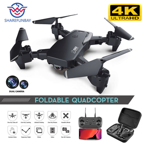 Sharefunbay zangão 4k hd câmera grande angular 1080 p wifi fpv zangão câmera dupla quadcopter altura manter zangão câmera