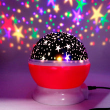 Load image into Gallery viewer, Novelty LED Rotating Star Projector Lighting Moon Starry Sky Children Baby Night Sleep Light Battery Emergency Projection Lamp