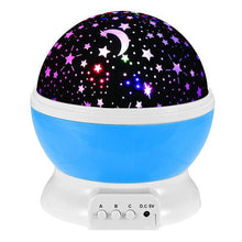 Load image into Gallery viewer, Novelty LED Rotating Star Projector Lighting Moon Starry Sky Children Baby Night Sleep Light Battery Emergency Projection Lamp