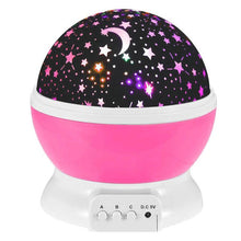 Load image into Gallery viewer, Novelty LED Rotating Star Projector Lighting Moon Starry Sky Children Baby Night Sleep Light Battery Emergency Projection Lamp