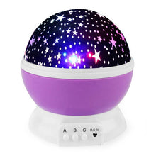 Load image into Gallery viewer, Novelty LED Rotating Star Projector Lighting Moon Starry Sky Children Baby Night Sleep Light Battery Emergency Projection Lamp