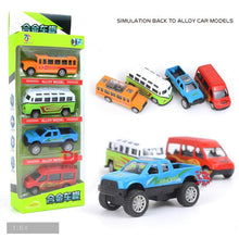 Load image into Gallery viewer, Simulation classic car toy,1:64 scale alloy pull back bus,truck car toys,4pcs Collecting toy model,child&#39;s gift,free shipping