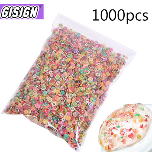 1000 Uds. Relleno de frutas en rodajas para arte de uñas Slime Fruit Fimo adición para Lizun Diy encanto accesorios para Slime suministros de decoración de Juguetes