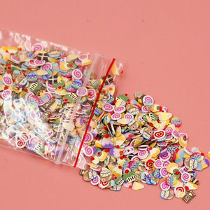 1000 Uds. Relleno de frutas en rodajas para arte de uñas Slime Fruit Fimo adición para Lizun Diy encanto accesorios para Slime suministros de decoración de Juguetes