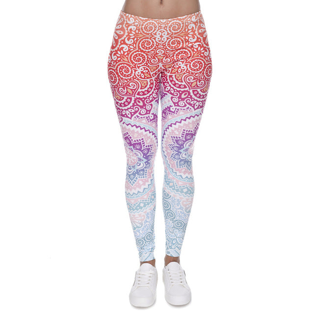 Marche di Modo Delle Donne Legging Aztec Rotonda Ombre Stampa Leggins Slim a Vita Alta Leggings Donna Pantaloni