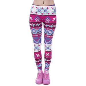 Marche di Modo Delle Donne Legging Aztec Rotonda Ombre Stampa Leggins Slim a Vita Alta Leggings Donna Pantaloni