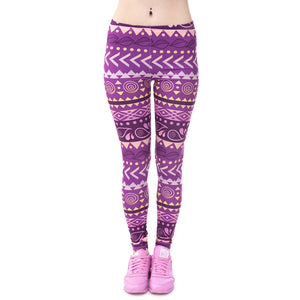 Marche di Modo Delle Donne Legging Aztec Rotonda Ombre Stampa Leggins Slim a Vita Alta Leggings Donna Pantaloni