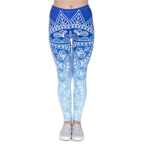 Marche di Modo Delle Donne Legging Aztec Rotonda Ombre Stampa Leggins Slim a Vita Alta Leggings Donna Pantaloni