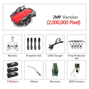 Mini Drone plegable con cuadricóptero RC con cámara HD Quad-contador con helicóptero RC de alta sujeción con modo sin cabeza chico Juguetes