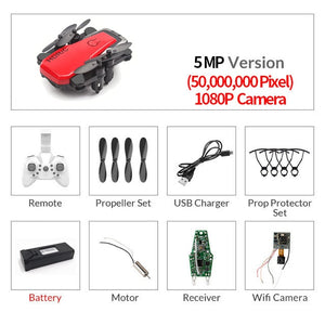 Mini Drone plegable con cuadricóptero RC con cámara HD Quad-contador con helicóptero RC de alta sujeción con modo sin cabeza chico Juguetes